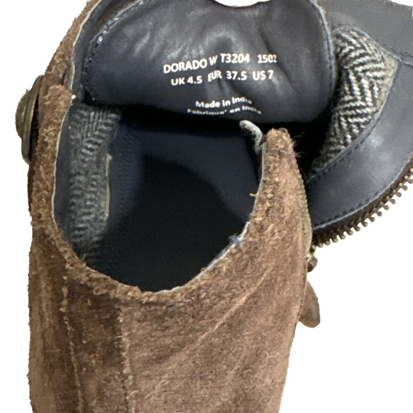 J Shoes Sz 7 Dorado Brown Nubuck Leather Double Monk Strap Booties Chelsea Boots - Picture 6 of 10